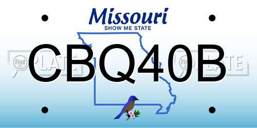 CBQ40B Missouri License Plate