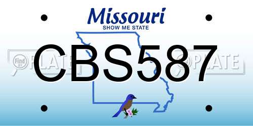 CBS587 Missouri License Plate