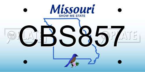 CBS857 Missouri License Plate