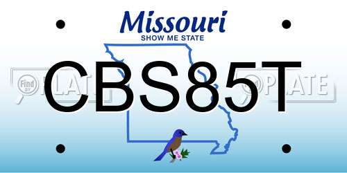 CBS85T Missouri License Plate