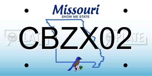CBZX02 Missouri License Plate