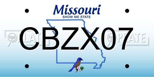 CBZX07 Missouri License Plate