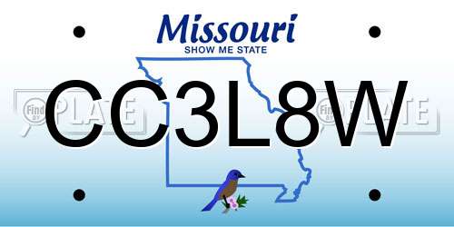 CC3L8W Missouri License Plate