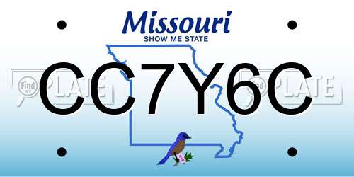 CC7Y6C Missouri License Plate