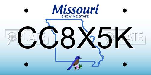 CC8X5K Missouri License Plate