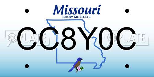 CC8Y0C Missouri License Plate