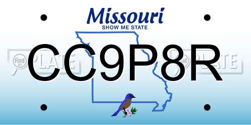 CC9P8R Missouri License Plate