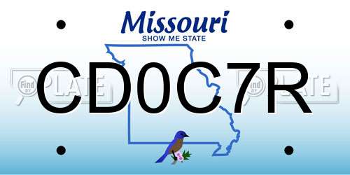 CD0C7R Missouri License Plate