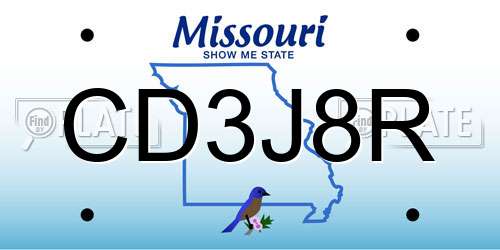 CD3J8R Missouri License Plate
