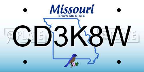 CD3K8W Missouri License Plate