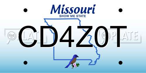 CD4Z0T Missouri License Plate