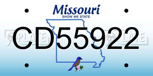 CD55922 Missouri License Plate
