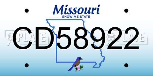 CD58922 Missouri License Plate