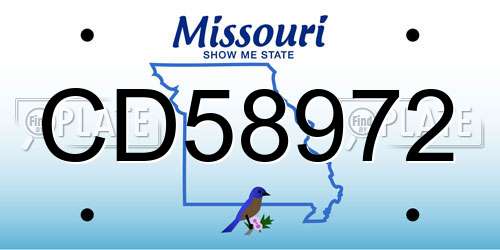 CD58972 Missouri License Plate