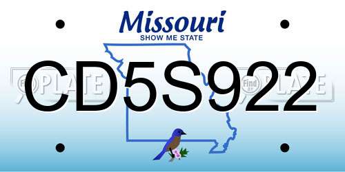 CD5S922 Missouri License Plate