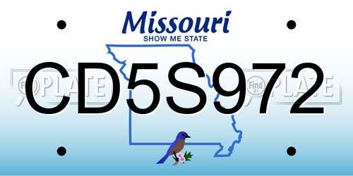 CD5S972 Missouri License Plate