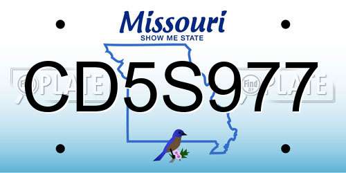 CD5S977 Missouri License Plate