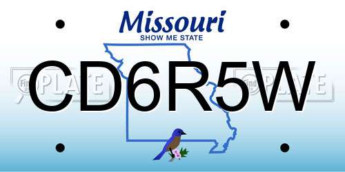 CD6R5W Missouri License Plate