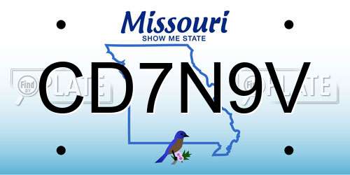 CD7N9V Missouri License Plate