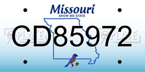 CD85972 Missouri License Plate