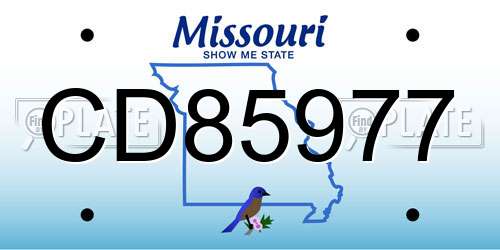 CD85977 Missouri License Plate