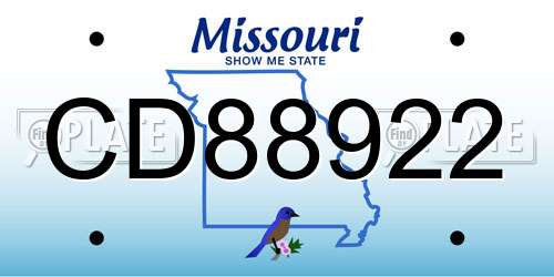 CD88922 Missouri License Plate