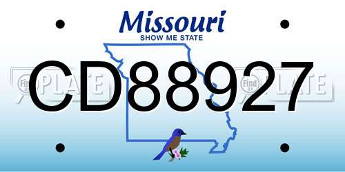 CD88927 Missouri License Plate