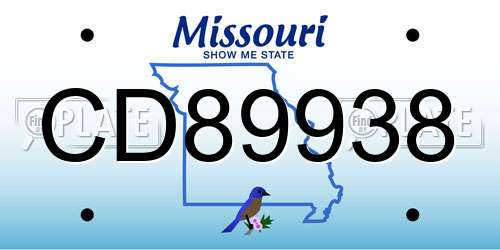 CD89938 Missouri License Plate
