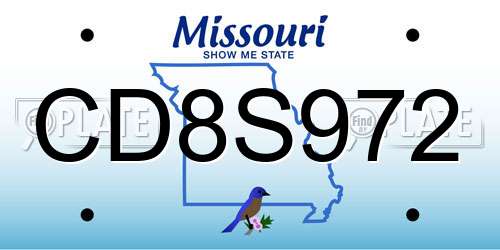 CD8S972 Missouri License Plate