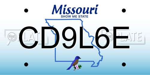 CD9L6E Missouri License Plate