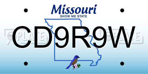 CD9R9W Missouri License Plate
