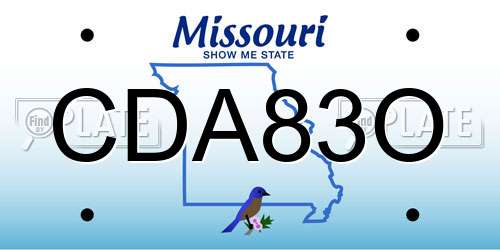 CDA83O Missouri License Plate