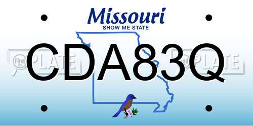 CDA83Q Missouri License Plate