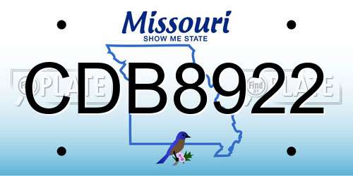 CDB8922 Missouri License Plate
