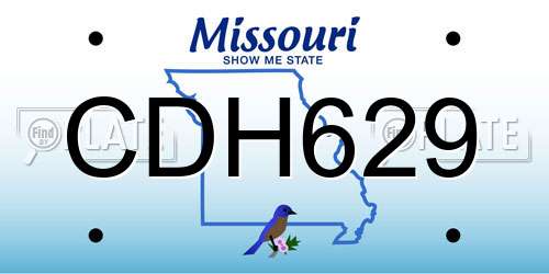CDH629 Missouri License Plate
