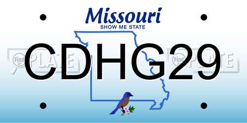 CDHG29 Missouri License Plate
