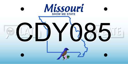 CDY085 Missouri License Plate
