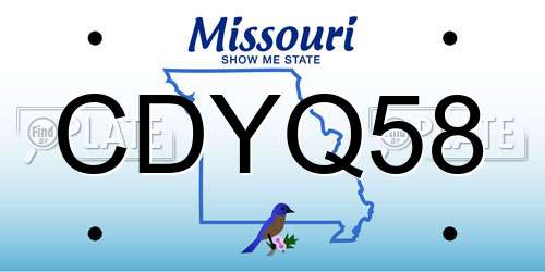 CDYQ58 Missouri License Plate