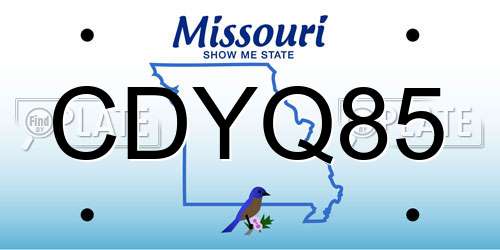 CDYQ85 Missouri License Plate
