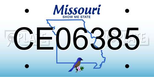 CE06385 Missouri License Plate