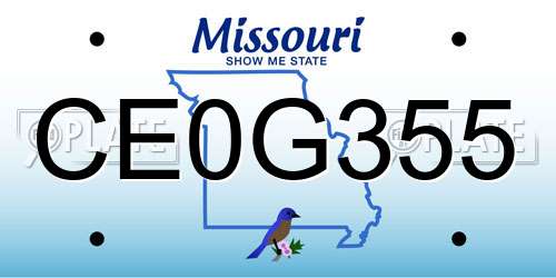 CE0G355 Missouri License Plate