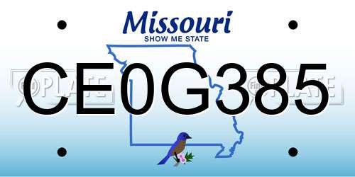CE0G385 Missouri License Plate