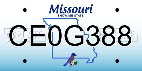 CE0G388 Missouri License Plate