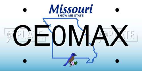 CE0MAX Missouri License Plate