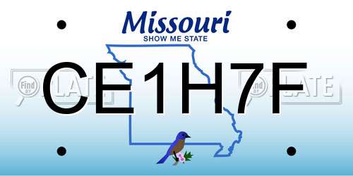 CE1H7F Missouri License Plate