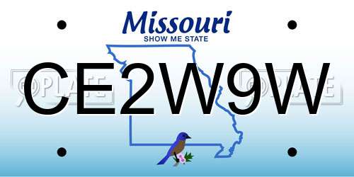 CE2W9W Missouri License Plate