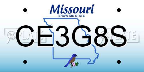 CE3G8S Missouri License Plate