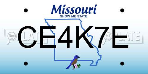CE4K7E Missouri License Plate