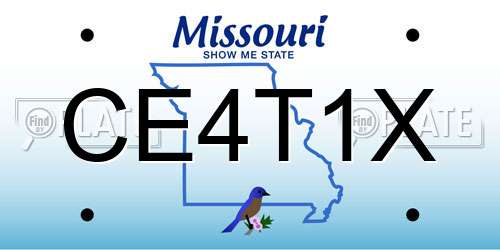 CE4T1X Missouri License Plate