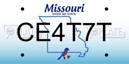 CE4T7T Missouri License Plate